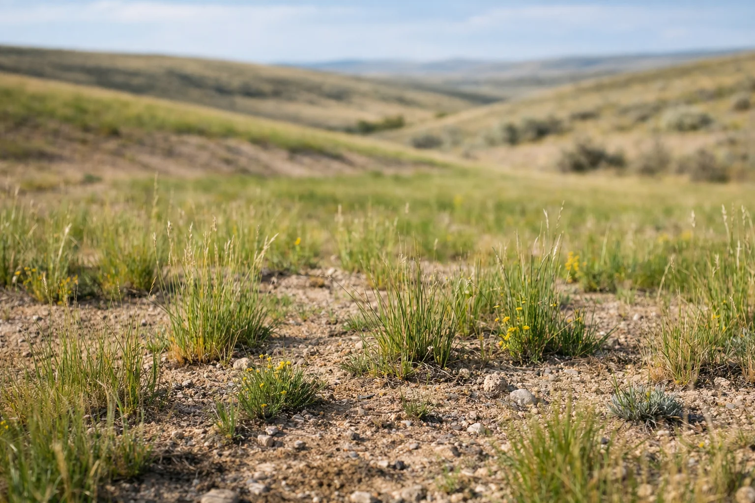 Prairie grassland being restored after oilfield activity